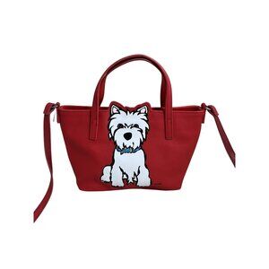 Marc Tetro Red Westie Crossbody Bag With Dog Print Faux Leather
